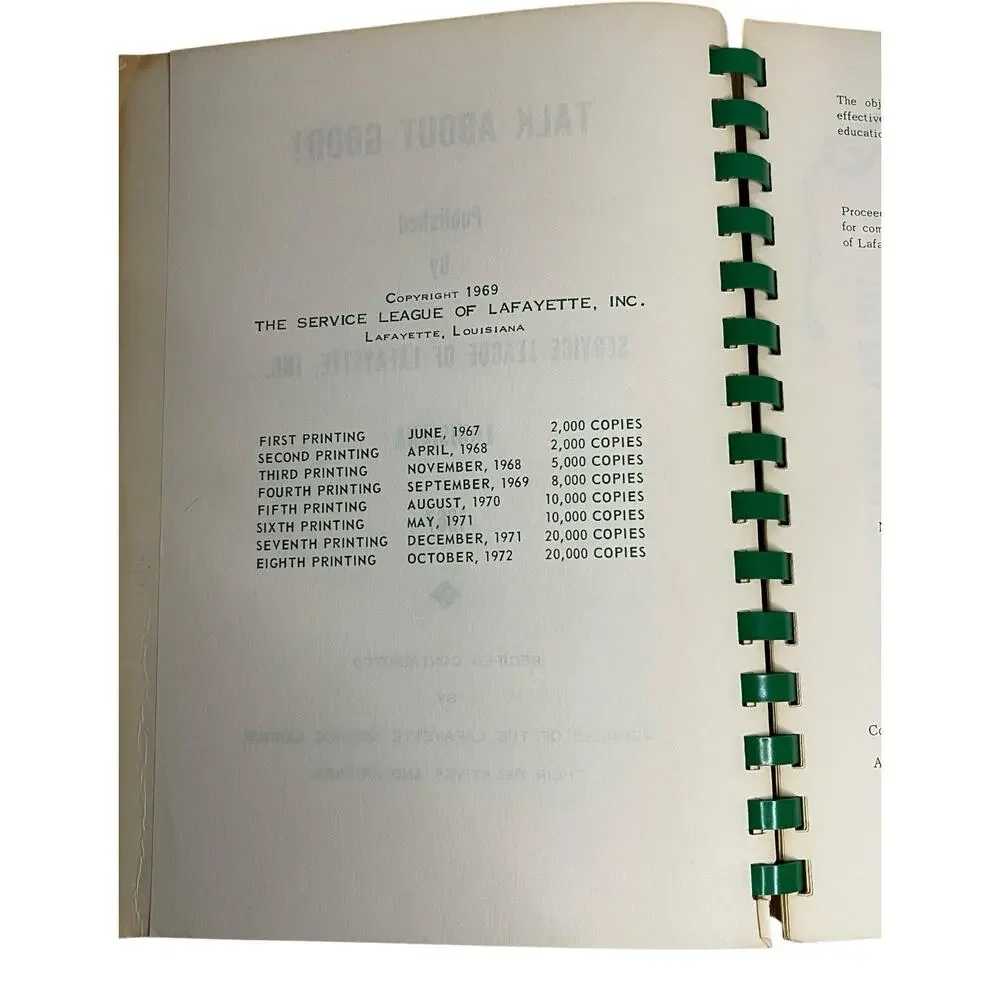 Talk About Good Cookbook 1969 Lafayette Louisiana Service League Cajun Recipes